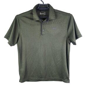 Mens Green Under Armour Polo Shirt HeatGear Loose Fit Short Sleeve Size L